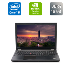 Мобільна робоча станція Lenovo ThinkPad P52 / 15.6" (1920x1080) IPS / Intel Core i7-8850H (6 (12) ядра по 2.6 - 4.3 GHz) / 16 GB DDR4 / 512 GB SSD / nVidia Quadro P1000, 4 GB GDDR5, 128-bit / WebCam / TouchID