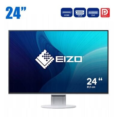 Монітор EIZO FlexScan EV2456 White / 24" (1920x1200) IPS / DisplayPort, HDMI, DVI, VGA, USB 3.1, Audio / VESA 100x100 / Вбудовані колонки 2x 1W