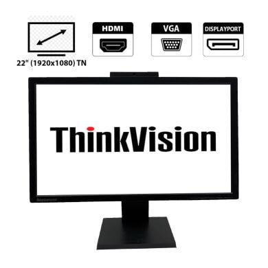 Монитор Lenovo ThinkVision T2224z / 22" (1920x1080) IPS LED / DP, HDMI, VGA Монитор Lenovo ThinkVision T2224z / 22" (1920x1080) IPS LED / DP, HDMI, VGA