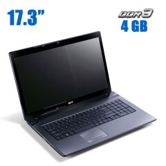 Ноутбук Acer Aspire 7250 / 17.3" (1600x900) TN / AMD E-300 (2 ядра по 1.3 GHz) / 4 GB DDR3 / 320 GB HDD / AMD Radeon HD 6310 Graphics / WebCam / DVD-ROM / Без АКБ