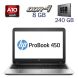 Ноутбук Б клас HP ProBook 455 G4 / 15.6" (1366x768) TN / AMD A10-9600P (4 ядра по 2.3 - 3.2 GHz) / 8 GB DDR4 / 240 GB SSD / AMD Radeon R5 Graphics / WebCam купити