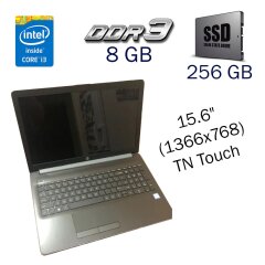 Ультрабук HP 15-DA0071ms / 15.6" (1366x768) TN Touch / Intel Core i3-7100U (2 (4) ядра по 2.4 GHz) / 8 GB DDR3 / 256 GB SSD / Intel HD Graphics 620 / WebCam
