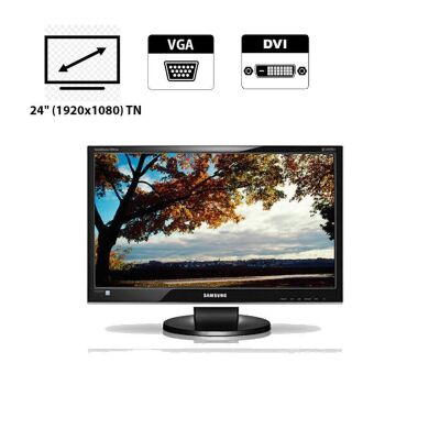 Монитор Samsung SyncMaster 2494HM / 24" (1920x1080) TN / DVI, VGA, Audio + Кабель питания