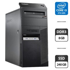 Компьютер Lenovo ThinkCentre M83 Tower / Intel Core i5-4590 (4 ядра по 3.3 - 3.7 GHz) / 8 GB DDR3 / 240 GB SSD / Intel HD Graphics 4600 / DVD-ROM / VGA