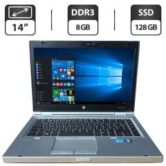 Ноутбук Б-класс HP EliteBook 8460p / 14" (1366x768) TN / Intel Core i5-2520M (2 (4) ядра по 2.5 - 3.2 GHz) / 8 GB DDR3 / 128 GB SSD / Intel HD Graphics 3000 / WebCam / DVD-ROM
