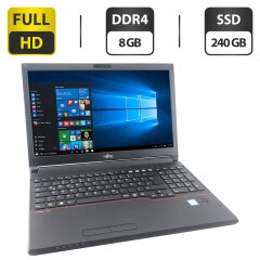 Ноутбук Fujitsu LifeBook E556 / 15.6" (1920x1080) IPS / Intel Core i5-6200U (2 (4) ядра по 2.3 - 2.8 GHz) / 8 GB DDR4 / 240 GB SSD / Intel HD Graphics 520 / WebCam / DVD-ROM