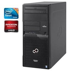 Игровой ПК Fujitsu Primergy TX1310 M1 Tower / Intel Xeon E3-1226 v3 (4 ядра по 3.3 - 3.7 GHz) / 16 GB DDR3 / 128 GB SSD + 1000 GB HDD / AMD Radeon Pro WX 4100, 4 GB GDDR5, 128-bit / DVD-RW / Win 10 Pro + Кабель питания
