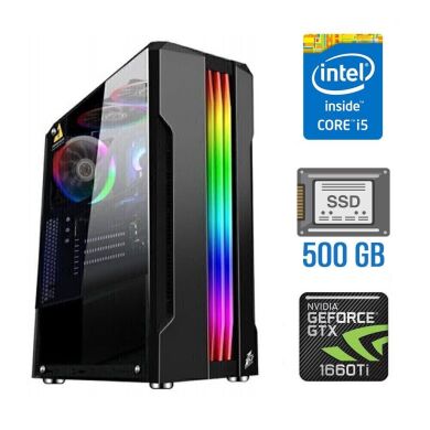Ігровий ПК Tower / Intel Core i5-4460 (4 ядра по 3.2 - 3.4 GHz) / 8 GB DDR3 / 500 GB SSD / nVidia GeForce GTX 1660 Ti, 6 GB GDDR6, 192-bit / 500W Ігровий ПК Tower / Intel Core i5-4460 (4 ядра по 3.2 - 3.4 GHz) / 8 GB DDR3 / 500 GB SSD / nVidia GeForce GTX 1660 Ti, 6 GB GDDR6, 192-bit / 500W