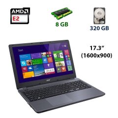 Acer Aspire E5-721 / 17.3" (1600x900) TN+film LED / AMD E2-6110 (4 ядра по 1.5 GHz) / 8 GB DDR3 / 320 GB HDD / WebCam / USB 3.0 / HDMI