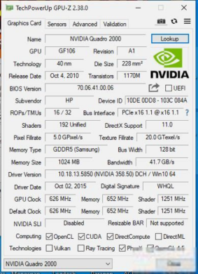 Дискретна відеокарта nVidia Quadro 2000, 1 GB GDDR5, 128-bit / 2x DP, 1x DVI