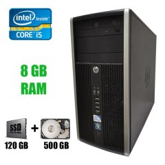HP Compaq Elite 6200 / Intel Core i5-2400 (4 ядра по 3.1 - 3.4 GHz) / 8 GB DDR3 / 120 GB SSD + 500 GB HDD / AMD Radeon HD 5450 1 GB / DVD-RW 