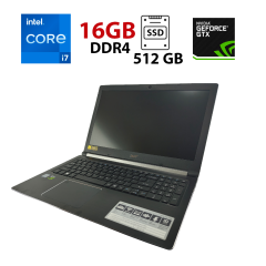 Ігровий ноутбук Acer Aspire 7 A715-71G / 15.6" (1920x1080) IPS / Intel Core i7-7700HQ (4 (8) ядра по 2.8 - 3.8 GHz) / 16 GB DDR4 / 512 GB SSD / nVidia GeForce GTX 1050, 2 GB GDDR5, 128-bit / WebCam