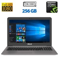 Ігровий ноутбук Б-клас Asus ZenBook UX510UW / 15.6" (1920x1080) IPS / Intel Core i7-7500U (2 (4) ядра по 2.7 - 3.5 GHz) / 16 GB DDR4 / 256 GB SSD M.2 / nVidia GeForce GTX 960M, 4 GB GDDR5, 128-bit / WebCam / HDMI / АКБ NEW