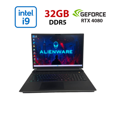 Ігровий ноутбук Dell Alienware m18 R1 / 18" (1920x1200) IPS / Intel Core i9-13900HX (24 (32) ядер по 2.2 - 5.4 GHz) / 32 GB DDR5 / 1000 GB SSD NVMe / nVidia GeForce RTX 4080, 12 GB GDDR6, 192-bit / WebCam