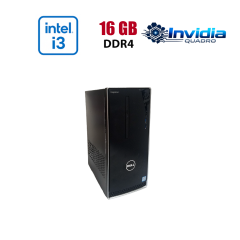 Игровой ПК Dell Inspirion 3668 Tower / Intel Core i3-7100 (2 (4) ядра по 3.9 GHz) / 16 GB DDR4 / 256 GB SSD / nVidia Quadro P620, 2 GB GDDR5, 128-bit / Wi-Fi+Bluetooth / DVD / Win 10 Home Lic