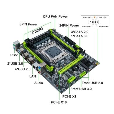 Комплект: Материнська плата X79 2.82 + Intel Xeon E5-2695 v2 (12 (24) ядер по 2.4 - 3.2 GHz) + 16 GB DDR3 + Кулер Seasonic S4