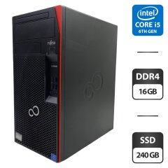 Компьютер Fujitsu Esprimo P557 E85 Tower / Intel Core i5-6500 (4 ядра по 3.2 - 3.6 GHz) / 16 GB DDR4 / 240 GB SSD / Intel HD Graphics 530
