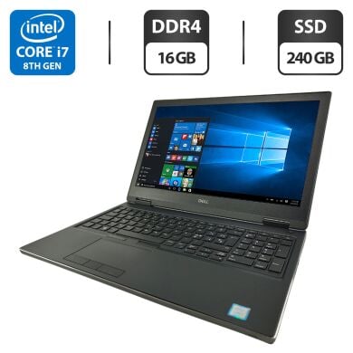 Мобільна робоча станція Dell Precision 7530 / 15.6" (1920x1080) IPS / Intel Core i7-8750H (6 (12) ядер по 2.2 - 4.1 GHz) / 16 GB DDR4 / 240 GB SSD / AMD Radeon Pro WX 4150, 4 GB GDDR5, 128-bit Мобільна робоча станція Dell Precision 7530 / 15.6" (1920x1080) IPS / Intel Core i7-8750H (6 (12) ядер по 2.2 - 4.1 GHz) / 16 GB DDR4 / 240 GB SSD / AMD Radeon Pro WX 4150, 4 GB GDDR5, 128-bit