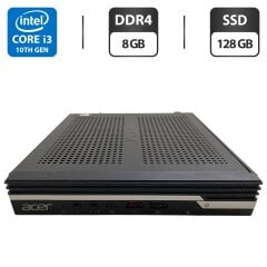 Неттоп Acer Veriton N4670G USFF / Intel Core i3-10100T (4 (8) ядра по 3.0 - 3.8 GHz) / 8 GB DDR4 / 128 GB SSD / Intel UHD Graphics 630 / Блок питания
