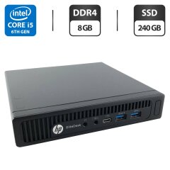 Неттоп HP EliteDesk 800 G2 Desktop Mini USFF / Intel Core i5-6400T (4 ядра по 2.2 - 2.8 GHz) / 8 GB DDR4 / 240 GB SSD / Intel UHD Graphics 530 + Блок живлення