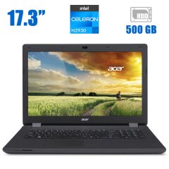 Ноутбук Acer Aspire ES1-711 / 17.3" (1600x900) TN / Intel Celeron N2940 (4 ядра по 1.83 - 2.25 GHz) / 4 GB DDR3 / 500 GB HDD / Intel HD Graphics / WebCam / АКБ не держит