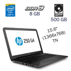 Ноутбук HP 250 G4 / 15.6" (1366x768) TN / Intel Core i3-5005U (2 (4) ядра по 2.0 GHz) / 8 GB DDR3 / 500 GB HDD / Intel HD Graphics 5500 / WebCam / Windows 10 PRO Lic