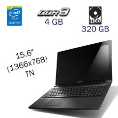 Ноутбук Lenovo B580 / 15.6" (1366х768) TN / Intel Celeron B820 (2 ядра по 1.7 GHz) / 4 GB DDR3 / 320 GB HDD / Intel HD Graphics for 2nd Generation / WebCam / DVD-ROM / Fingerprint