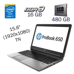 Ноутбук HP ProBook 650 G1 / 15.6" (1920x1080) TN / Intel Core i7-4800MQ (4 (8) ядра по 2.7 - 3.7 GHz) / 16 GB DDR3 / 480 GB SSD / Intel HD Graphics 4600 / WebCam