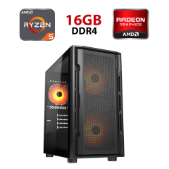 Новый игровой ПК Hunter Cougar UNIFACE MINI Tower / AMD Ryzen 5 5500 (6 (12) ядер по 3.6 - 4.2 GHz) / 16 GB DDR4 / 480 GB SSD / AMD Radeon RX 6600, 8 GB GDDR6, 128-bit