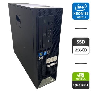 Робоча станція Lenovo ThinkStation C30 SFF / 2x Intel Xeon E5-2658 v2 (10 (20) ядер по 2.4 - 3.0 GHz) / 64 GB DDR3 / 256 GB SSD / nVidia Quadro 2000, 1 GB GDDR5, 128-bit / DVD-ROM / DVI