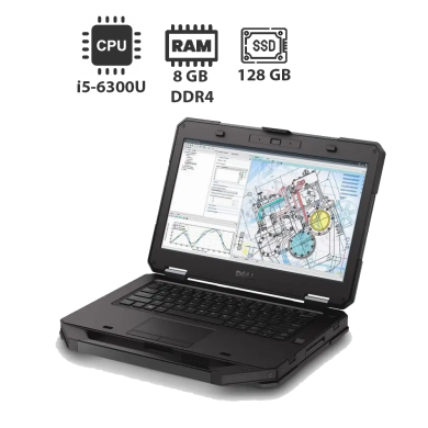 Захищений ноутбук Dell Latitude 5414 Rugged / 14" (1366x768) TN / Intel Core i5-6300U (2 (4) ядра по 2.4 - 3.0 GHz) / 8 GB DDR4 / 128 GB SSD / Intel HD Graphics 520 / WebCam