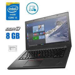 Ноутбук Lenovo ThinkPad T460 / 14" (1920x1080) IPS Touch / Intel Core i5-6300U (2 (4) ядра по 2.4 - 3.0 GHz) / 8 GB DDR3 / 120 GB SSD / Intel HD Graphics 520 / WebCam / Два АКБ