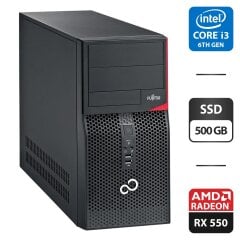 Компьютер Fujitsu Esprimo P556 E85 Tower / Intel Core i3-6100 (2 (4) ядра по 3.7 GHz) / 16 GB DDR4 / 500 GB SSD / AMD Radeon RX 550, 4 GB GDDR5, 128-bit / DVD-ROM / Windows 11 Pro