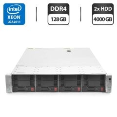 Сервер HP ProLiant DL380 Gen9 (4 LFF) 2U Rack / 2x Intel Xeon E5-2680 v4 (14 (28) ядра по 2.4 - 3.3 GHz) / 128 GB DDR4 / 2x 4000 GB HDD (SAS) / RAID HP Smart Array P440ar / 2x 500W