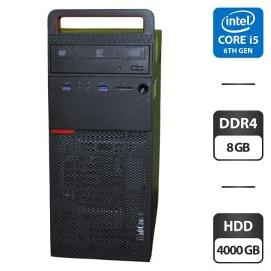 Комп'ютер Lenovo ThinkCentre M700 Tower / Intel Core i5-6400 (4 ядра по 3.7 - 3.3 GHz) / 8 GB DDR4 / 4000 GB HDD / Intel HD Graphics 530 / DVD-ROM