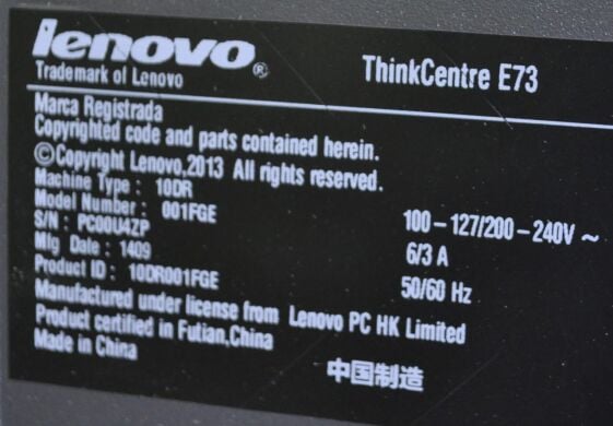 Lenovo Thinkcentre E73 SFF PC, Processore Intel Pentium Dual-Core, 3 GHz, 64 Bit, 4 GB RAM