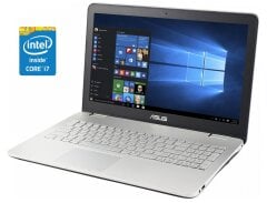Ігровий ноутбук Б-клас Asus N551V / 15.6" (3840x2160) IPS / Intel Core i7-6700HQ (4 (8) ядра по 2.6 - 3.5 GHz) / 16 GB DDR4 / 128 GB SSD M.2 + 1000 GB HDD / nVidia GeForce GTX 960M, 4 GB GDDR5, 128-bit / WebCam / DVD-RW / Win 10 Home