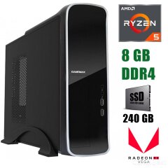 GameMax ST610G / AMD Ryzen 5 3400G (4(8)ядра по 3.7-4.2GHz) / 8 GB DDR4 / 240 GB SSD / БП 300W 