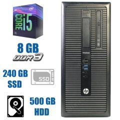 HP EliteDesk 800 G1 Tower /  Intel Core i5-4460 (4 ядра по 3.2 - 3.4 GHz) / 8 GB DDR3 / 240 GB SSD NEW+500 GB HDD