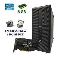 HP EliteDesk 800 G1 Tower / Intel Core i5-4570 (4 ядра по 3.2 - 3.6 GHz) / 8 GB DDR3 / 120 GB SSD NEW+500 GB HDD / nVidia GeForce GTX 1050, 2 GB GDDR5, 128bit / USB 3.0
