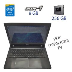 Игровой ноутбук Acer Aspire E5-575G / 15.6" (1920x1080) TN  / Intel Core i5-6200U (2 (4) 2.3 - 2.8 GHz) / 8 GB DDR4 / 256 GB SSD / nVidia GeForce 940MX, 2 GB DDR3, 64-bit / WebCam / DVD-ROM / HDMI / USB 3.0