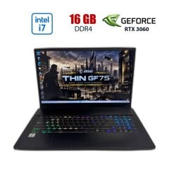 Ігровий ноутбук MSI GF75 Thin 10UEK / 17.3" (1920x1080) IPS / Intel Core i7-10750H (6 (12) ядер по 2.6 - 5.0 GHz) / 16 GB DDR4 / 512 GB SSD M.2 NVMe / nVidia GeForce RTX 3060, 6 GB GDDR6, 192-bit / WebCam