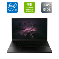 Ігровий ноутбук Razer Blade 15 Base RZ09-0328 / 15.6" (1920x1080) IPS / Intel Core i7-10750H (6 (12) ядер по 2.6 - 5.0 GHz) / 16 GB DDR4 / 512 GB SSD / nVidia GeForce RTX 2070, 8 GB GDDR6, 256-bit / WebCam / HDMI / Windows 10