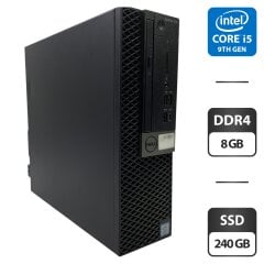 Компьютер Dell OptiPlex 5070 SFF / Intel Core i5-9500 (6 ядер по 3.0 - 4.4 GHz) / 8 GB DDR4 / 240 GB SSD / Intel UHD Graphics 630 / DVD-ROM