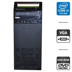 Компьютер Lenovo ThinkCentre E73 Tower / Intel Core i5-4460S (4 ядра по 2.9 - 3.4 GHz) / 8 GB DDR3 / 160 GB HDD / Intel HD Graphics 4600 / DVD-ROM / Без OC