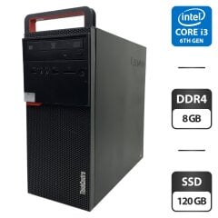 Компьютер Lenovo ThinkCentre M700 Tower / Intel Core i3-6100 (2 (4) ядра по 3.7 GHz) / 8 GB DDR4 / 120 GB SSD / Intel HD Graphics 530 / DVD-ROM