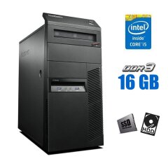 Компьютер Lenovo ThinkCentre M83 Tower / Intel Core i5-4570 (4 ядра по 3.2 - 3.6 GHz) / 16 GB DDR3 / 120 GB SSD + 500 GB HDD / Intel HD Graphics 4600