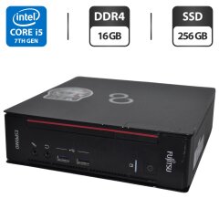 Неттоп Fujitsu Esprimo Q556 USFF / Intel Core i5-7400T (4 ядра по 2.4 - 3.0 GHz) / 16 GB DDR4 / 256 GB SSD / Intel HD Graphics 530 / Windows 11 Pro