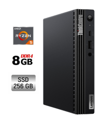 Неттоп Lenovo Thinkcentre m75q Gen2 USFF / AMD Ryzen 5 5650GE (6 (12) ядер по 3.4 - 4.4 GHz) / 8 GB DDR4 / 256 GB SSD / AMD RX Vega 7 / USB 3.1 / Wi-Fi  / Блок питания в комплекте