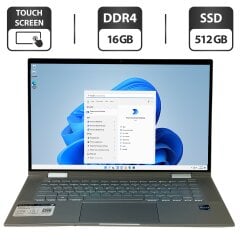 Ноутбук-трансформер Б-клаcс HP Envy x360 15-ew0023dx / 15.6" (1920x1080) IPS Touch / Intel Core i7-1255U (10 (12) ядер по 3.5 - 4.7 GHz) / 16 GB DDR4 / 512 GB SSD / Intel Iris Plus Graphics / WebCam / Windows 11 Pro
